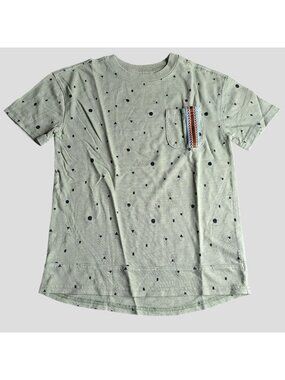Cat & Jack Small Green Short Sleeve Tee Shirt Chest Pocket polka dot Design